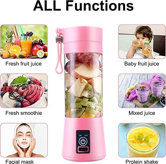 Portable Personal Electric 6 Blade Rechargeable Juicer Blender