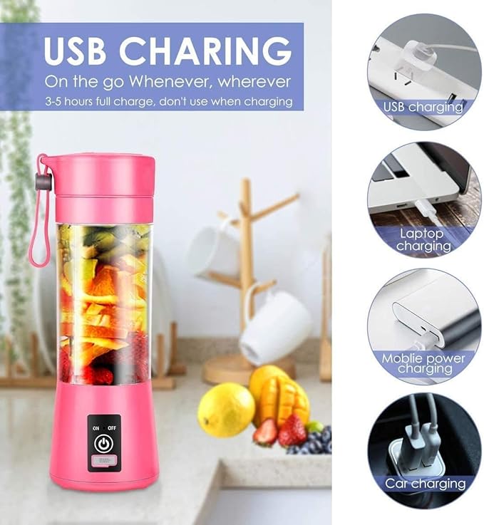 Portable Personal Electric 6 Blade Rechargeable Juicer Blender