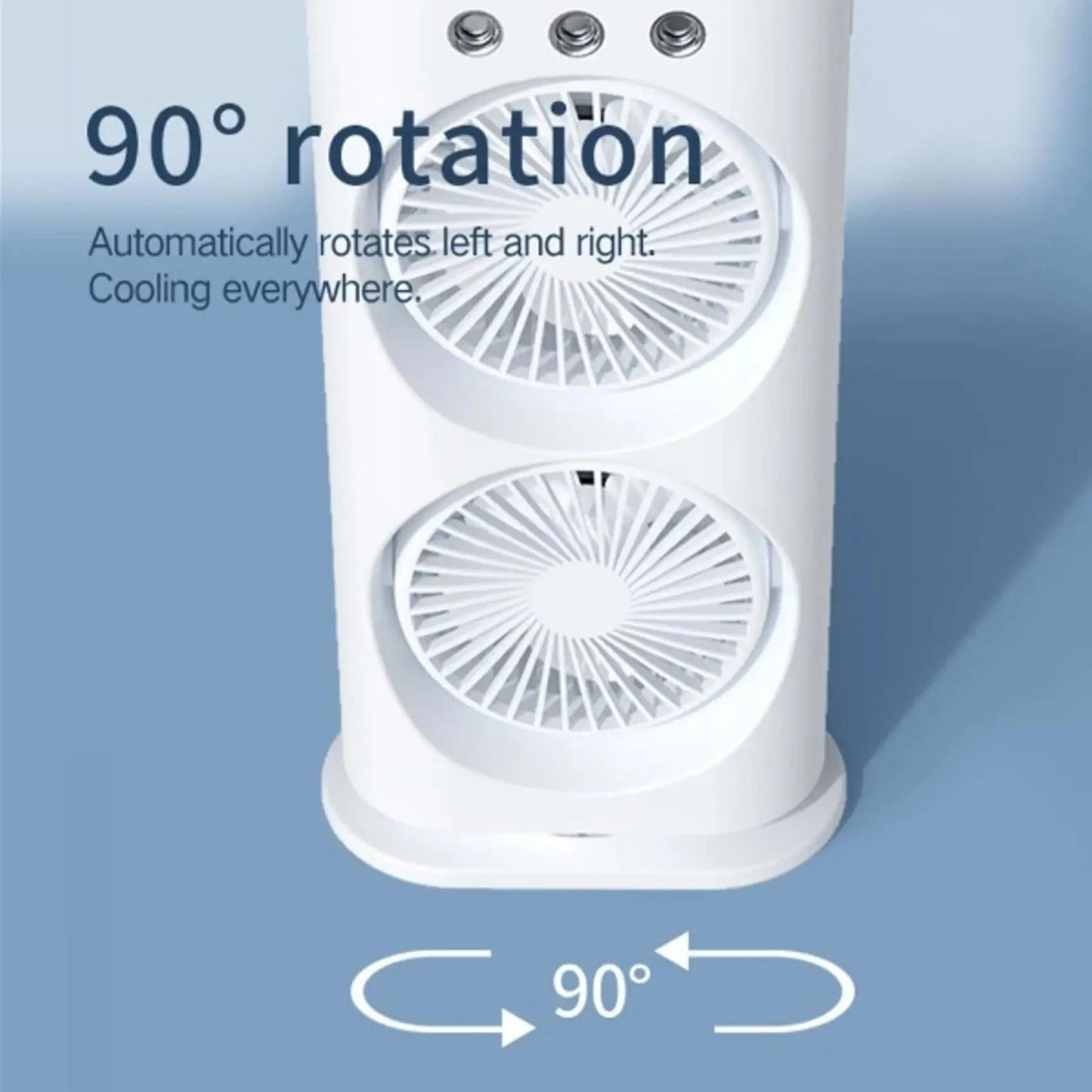 Double Ended Spray Fan, 2025 New 3 Gears USB Rechargeable Fan With LED Light Cooler Fan, Touch & Remote Control, Ice Filling Fan (White)